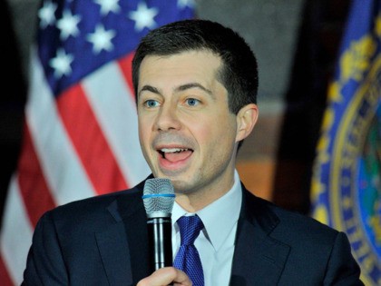 Democratic Presidential candidate Pete Buttigieg speaks at the Rex Theater in his first pu