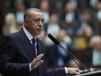 President of Turkey and leader of Justice and Development (AK) Party Recep Tayyip Erdogan speaks during the party's group meeting at Grand National Assembly of Turkey in Ankara, on February 5, 2020. (Photo by Adem ALTAN / AFP) (Photo by ADEM ALTAN/AFP via Getty Images)
