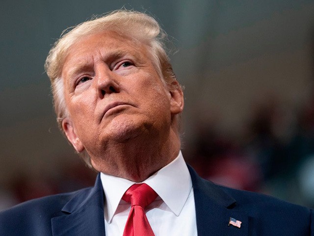 US President Donald Trump speaks during a rally in Manchester, New Hampshire on February 1