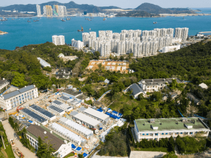 An aerial photo shows Lei Yue Mun Park and Holiday Village, the city's largest quarantine