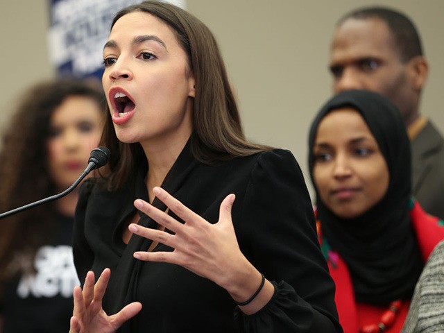 WASHINGTON, DC - JANUARY 29: Rep. Alexandria Ocasio-Cortez (D-NY) speaks at a news confere