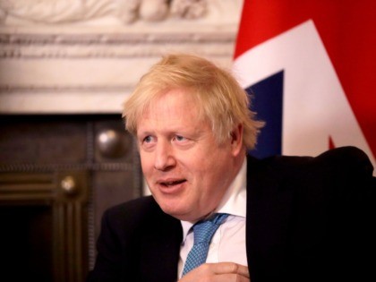 Britain's Prime Minister Boris Johnson talks with Austria's Chancellor Sebastian