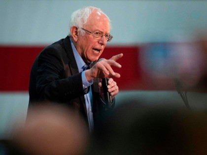 Democratic presidential candidate Bernie Sanders speaks during a rally in Myrtle Beach, South Carolina, on February 26, 2020. (Photo by JIM WATSON / AFP) (Photo by JIM WATSON/AFP via Getty Images)