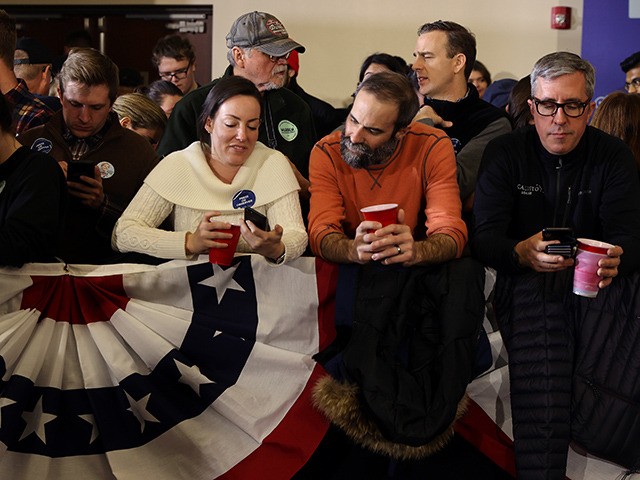 DES MOINES, IOWA - FEBRUARY 03: Supporters wait for results at a caucus night watch party for Democratic presidential candidate Sen. Elizabeth Warren (D-MA) on February 03, 2020 in Des Moines, Iowa. Iowa is the first contest in the 2020 presidential nominating process with the candidates then moving on to …