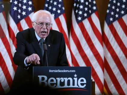 MANCHESTER, NEW HAMPSHIRE - FEBRUARY 04: Democratic presidential candidate Sen. Bernie Sanders (I-VT) speaks during a State of the Union Response on February 04, 2020 in Manchester, New Hampshire. Sanders was responding to the State of the Union speech given by President Donald Trump at the U.S. Capitol. (Photo by …