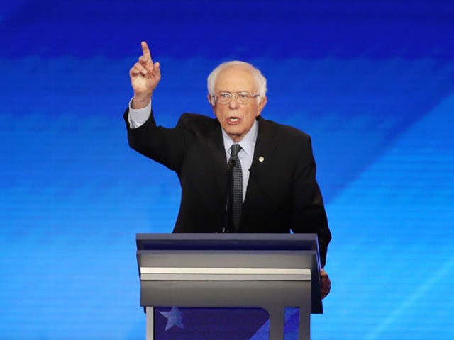 MANCHESTER, NEW HAMPSHIRE - FEBRUARY 07: (L-R) Democratic presidential candidates former Vice President Joe Biden and Sen. Bernie Sanders (I-VT) participate in the Democratic presidential primary debate in the Sullivan Arena at St. Anselm College on February 07, 2020 in Manchester, New Hampshire. Seven candidates qualified for the second Democratic …