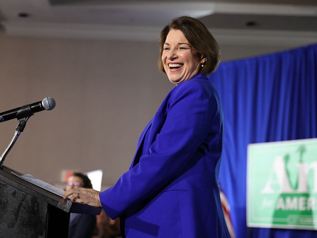 CONCORD, NEW HAMPSHIRE - FEBRUARY 11: Democratic presidential candidate Sen. Amy Klobuchar