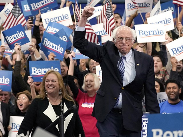 MANCHESTER, NEW HAMPSHIRE - FEBRUARY 11: Democratic presidential candidate Sen. Bernie Sanders (I-VT) takes the stage during a primary night event on February 11, 2020 in Manchester, New Hampshire. New Hampshire voters cast their ballots today in the first-in-the-nation presidential primary. (Photo by Drew Angerer/Getty Images)