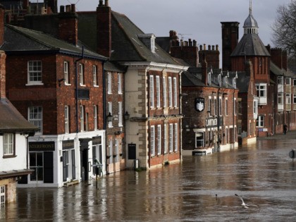 YORK, ENGLAND - FEBRUARY 17: Water levels in the River Ouse in York begin to recede on Feb