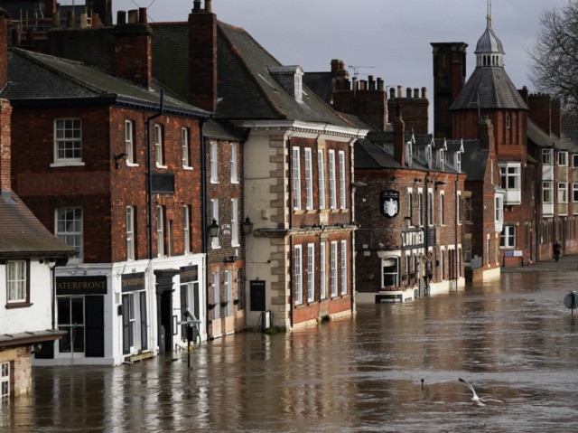 YORK, ENGLAND - FEBRUARY 17: Water levels in the River Ouse in York begin to recede on February 17, 2020 in York, England. Storm Dennis is the second named storm to bring extreme weather in a week and follows in the aftermath of Storm Ciara. (Photo by Ian Forsyth/Getty Images)