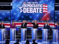 LAS VEGAS, NEVADA - FEBRUARY 19: Democratic presidential candidates (L-R) former New York City Mayor Mike Bloomberg, Sen. Elizabeth Warren (D-MA), Sen. Bernie Sanders (I-VT), former Vice President Joe Biden, former South Bend, Indiana Mayor Pete Buttigieg, and Sen. Amy Klobuchar (D-MN) participate in the Democratic presidential primary debate at …