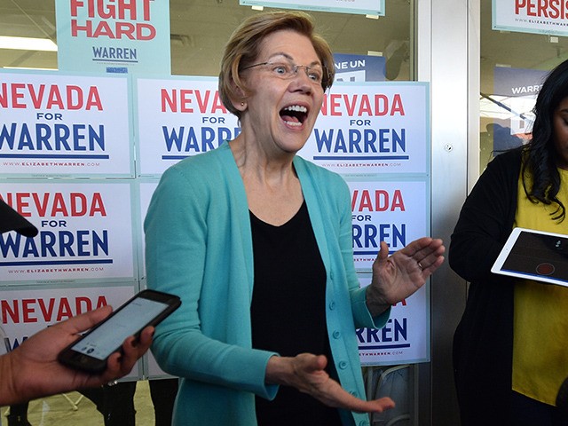 NORTH LAS VEGAS, NEVADA - FEBRUARY 20: Democratic presidential candidate Sen. Elizabeth Warren (D-MA) speaks to the media after a canvass kickoff event at one of her campaign offices on February 20, 2020 in North Las Vegas, Nevada. Nevada Democrats will hold their presidential caucuses on February 22, the third …