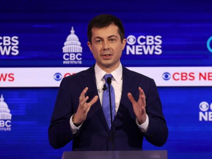 CHARLESTON, SOUTH CAROLINA - FEBRUARY 25: Democratic presidential candidate former South Bend, Indiana Mayor Pete Buttigieg speaks as former New York City Mayor Mike Bloomberg (L) looks on during the Democratic presidential primary debate at the Charleston Gaillard Center on February 25, 2020 in Charleston, South Carolina. Seven candidates qualified …