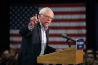 WATERLOO, IA - JANUARY 31: Democratic presidential candidate Sen. Bernie Sanders (I-VT) speaks to campaign volunteers during an event at Five Sullivan Brothers Convention Center January 31, 2016 in Waterloo, Iowa. Sanders continues to seek support for the Democratic nomination prior to the Iowa caucus on February 1. (Photo by …