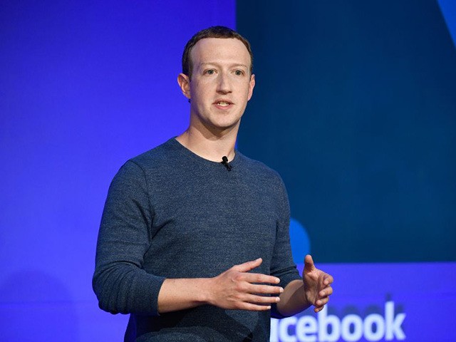 Facebook CEO Mark Zuckerberg speaks during a press conference in Paris on May 23, 2018. (P