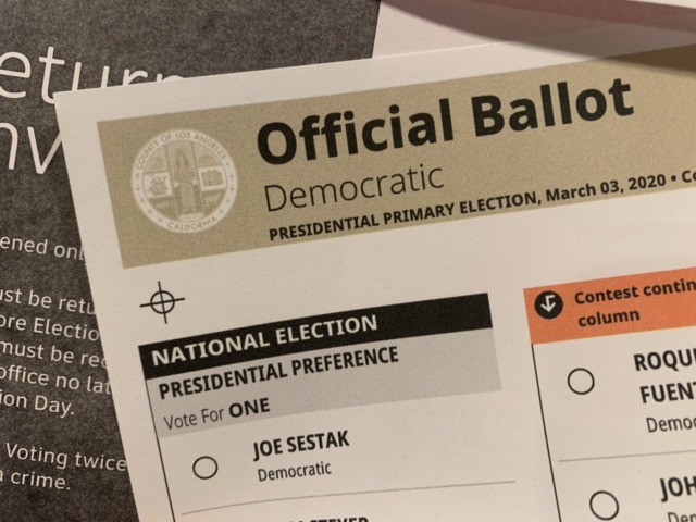 California Democratic primary ballot (Joel Pollak / Breitbart News)