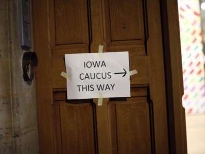 Iowa caucus satellite in Paris (Thibault Camus / Associated Press)