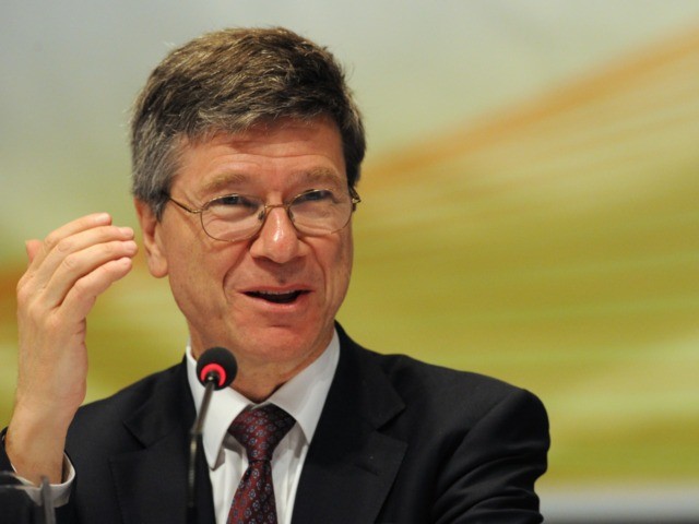 Jeffrey Sachs of the Earth Institute, Columbia university speaks during a press conference on the sidelines of the Asian Development Bank (ADB) annual board of governors meeting in Manila on May 3, 2012. AFP PHOTO/TED ALJIBE (Photo credit should read TED ALJIBE/AFP/GettyImages)