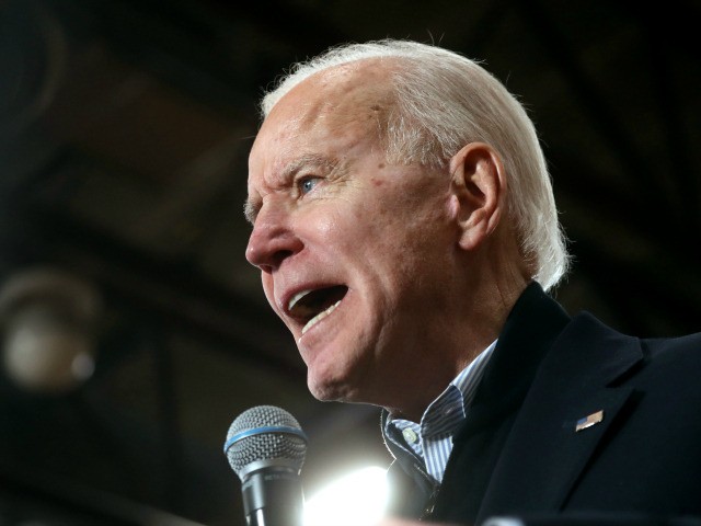 Democratic presidential candidate former Vice President Joe Biden speaks during a campaign event on February 09, 2020 in Hudson, New Hampshire. With two days to go until the New Hampshire primary, Joe Biden is campaigning across the state. (Photo by Justin Sullivan/Getty Images)