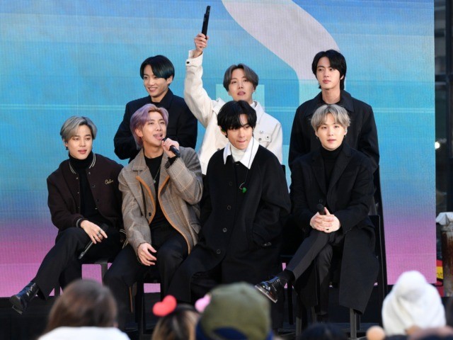 NEW YORK, NEW YORK - FEBRUARY 21: (L-R) Jimin, Jungkook, RM, J-Hope, V, Jin, and SUGA of t