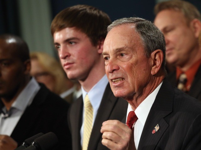 NEW YORK, NY - DECEMBER 17: New York City Mayor Michael Bloomberg speaks in favor of stronger gun control while standing with survivors and family members of gun violence at a press conference at City Hall on December 17, 2012 in New York City. Bloomberg, co-chair of Mayors Against Gun …