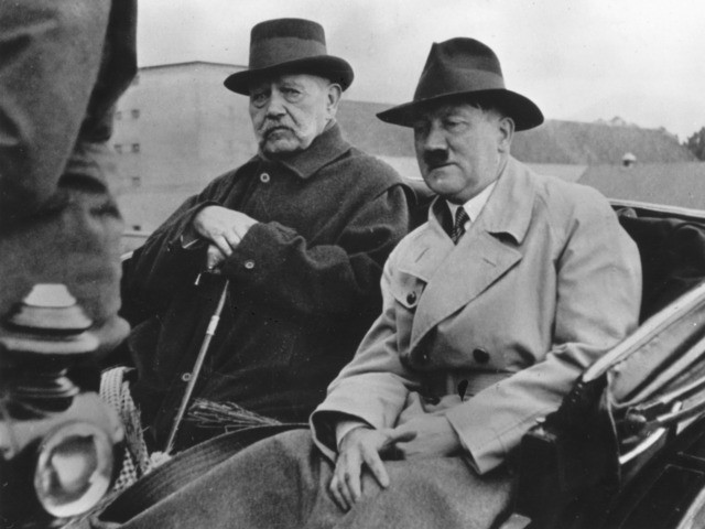 circa 1933: Two leaders of the German Reich, Field Marshal Paul von Hindenburg (1847 - 193