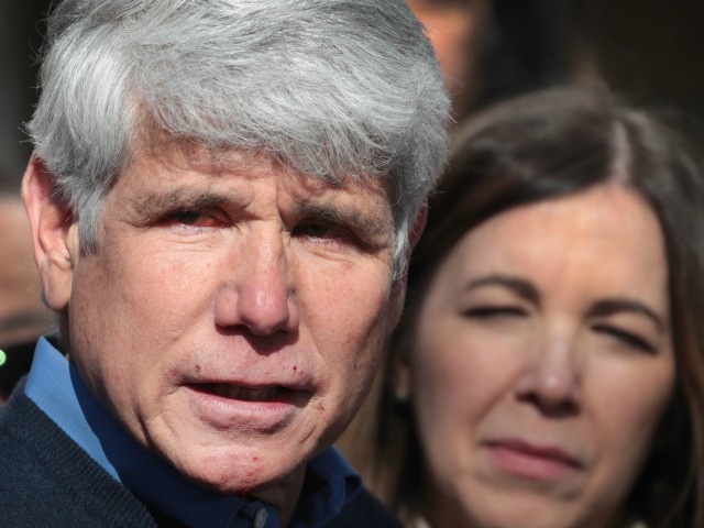 With his wife Patti by his side, former Illinois Governor Rod Blagojevich speaks during a press conference in front of his home on February 19, 2020 in Chicago, Illinois. Blagojevich, who had been serving time in federal prison for attempting to sell Barack Obama's vacant Senate seat when Obama was …