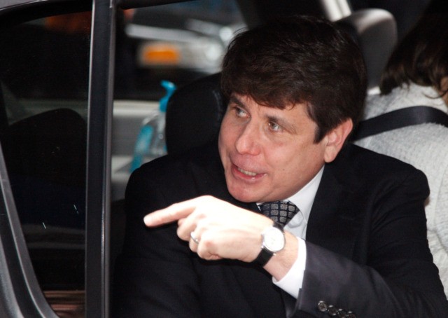 CHICAGO, IL - JUNE 27: Former Illinois Governor Rod Blagojevich leaves following a guilty verdict in his corruption retrial at the Dirksen Federal Courthouse June 27, 2011 in Chicago, Illinois. After deliberating for nine days jurors found Blagojevich guilty of 17 out of the 20 counts that he was being …