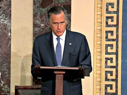 WASHINGTON, DC - FEBRUARY 5: In this screengrab taken from a Senate Television webcast, Sen. Mitt Romney (R-UT) talks about how his faith guided his deliberations on the articles of impeachment during impeachment proceedings against U.S. President Donald Trump in the Senate at the U.S. Capitol on February 5, 2020 …