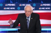 LAS VEGAS, NEVADA - FEBRUARY 19: Democratic presidential candidate Sen. Bernie Sanders (I-VT) during the Democratic presidential primary debate at Paris Las Vegas on February 19, 2020 in Las Vegas, Nevada. Six candidates qualified for the third Democratic presidential primary debate of 2020, which comes just days before the Nevada …