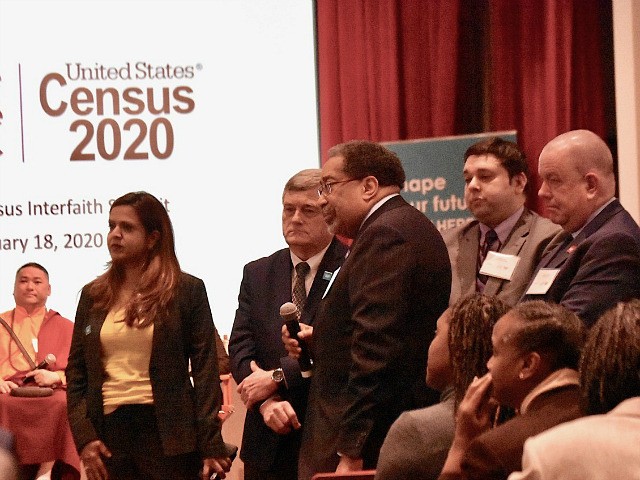 Steven Gillingham, the director of the U.S. Census Bureau (center) listens with other members of the bureau as a representative from Al Sharpton's National Action Network complained about the Trump administration's ability to conduct the 2020 Census. (Penny Starr/Breitbart News)