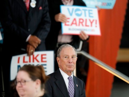 Democratic presidential candidate and former New York City Mayor Mike Bloomberg arrives to speak at a campaign event in Raleigh, N.C., Thursday, Feb. 13, 2020. (AP Photo/Gerald Herbert)