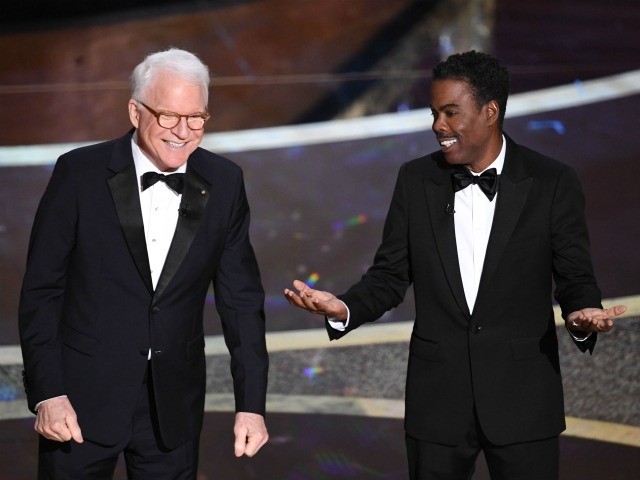 HOLLYWOOD, CALIFORNIA - FEBRUARY 09: (L-R) Steve Martin and Chris Rock speak onstage durin