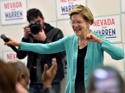 NORTH LAS VEGAS, NEVADA - FEBRUARY 20: Democratic presidential candidate Sen. Elizabeth Warren (D-MA) speaks at a canvass kickoff event at one of her campaign offices on February 20, 2020 in North Las Vegas, Nevada. Nevada Democrats will hold their presidential caucuses on February 22, the third nominating contest in …