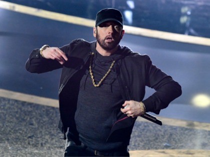 US rapper Eminem performs onstage during the 92nd Oscars at the Dolby Theatre in Hollywood, California on February 9, 2020. (Photo by Mark RALSTON / AFP) (Photo by MARK RALSTON/AFP via Getty Images)