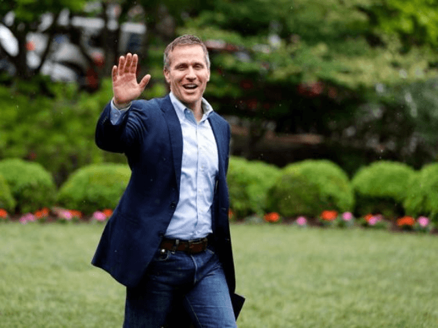 In this Thursday, May 17, 2018 file photo, Missouri Gov. Eric Greitens waves to supporters as he walks to the podium to announce the release of funds for the state's biodiesel program in Jefferson City, Mo. The Missouri Senate is backing an effort to make it harder to impeach and remove top officials, less than a year after the former governor resigned while facing potential impeachment. The proposed constitutional amendment would abolish the grounds on which House members had been weighing whether to impeach Gov. Eric Greitens. The former Republican governor resigned June 1. The Senate measure, which was endorsed earlier this week, needs another vote to go to the House. (AP Photo/Jeff Roberson, File)