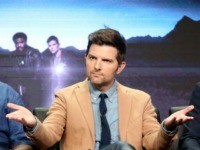 BEVERLY HILLS, CA - AUGUST 08: (L-R) Actor Ally Walker and Executive producers/actors Craig Robinson and Adam Scott of 'Ghosted' speak onstage during the FOX portion of the 2017 Summer Television Critics Association Press Tour at The Beverly Hilton Hotel on August 8, 2017 in Beverly Hills, California. (Photo by …