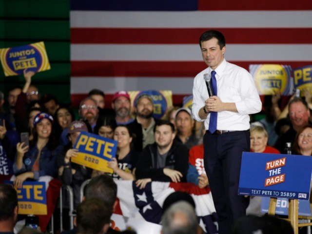 Democratic presidential candidate former South Bend Mayor Pete Buttigieg speaks during a r