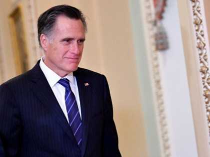 US Senator Mitt Romney (R-UT) is seen during a recess of the impeachment trial proceedings of US President Donald Trump on Capitol Hill January 30, 2020, in Washington, DC. - The fight over calling witnesses to testify in President Donald Trump's impeachment trial intensified January 28, 2020 after Trump's lawyers …