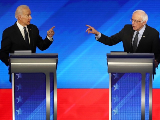 Democratic presidential candidates former Vice President Joe Biden and Sen. Bernie Sanders
