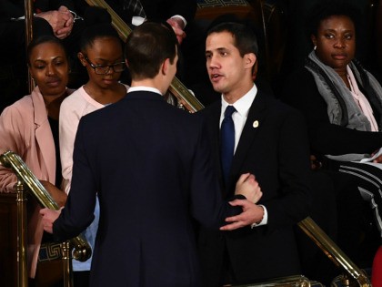 Senior Advisor to the President Jared Kushner (L) greets Venezuelan Opposition leader Juan