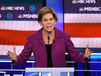 Democratic presidential hopeful Massachusetts Senator Elizabeth Warren speaks during the n