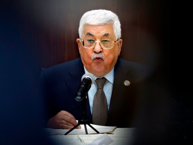 Palestinian President Mahmoud Abbas speaks during a meeting with Palestinian leaders at the Muqata, the Palestinian Authority headquarters, in the West Bank city of Ramallah, on February 20, 2019. (Photo by ABBAS MOMANI / AFP) (Photo credit should read ABBAS MOMANI/AFP via Getty Images)