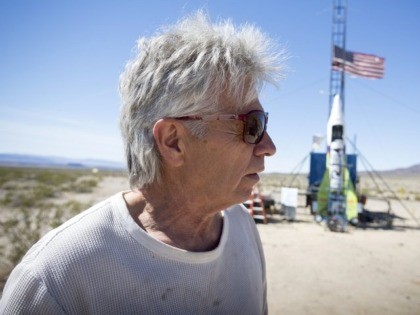 FILE - In this March 6, 2018, file photo, "Mad" Mike Hughes reacts after the decision to scrub another launch attempt of his rocket near Amboy, Calif. The self-styled daredevil died Saturday, Feb. 22, 2020, after a rocket in which he launched himself crashed into the ground, a colleague and …
