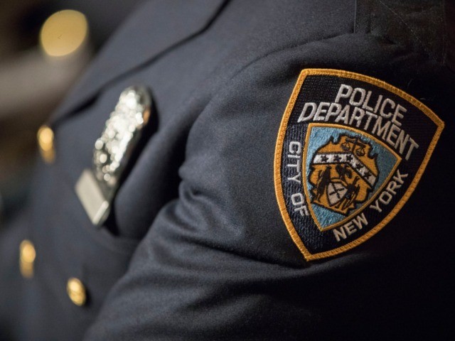 A detail including the badge and shield of one of the newest members of the New York City