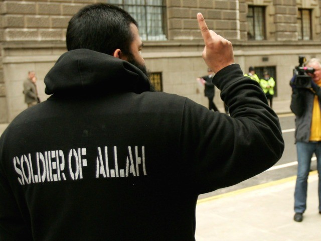 LONDON - FEBRUARY 07: A supporter of the controversial Muslim cleric Abu Hamza al-Masri is
