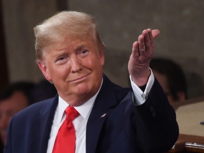 US President Donald Trump delivers the State of the Union address at the US Capitol in Was