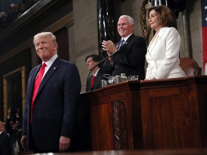 WASHINGTON, DC - FEBRUARY 04: U.S. President Donald Trump arrives as House Speaker Nancy P