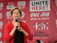 LAS VEGAS, NV - FEBRUARY 18: Elizabeth Warren at the Culinary Union intimate event with guest room attendants, and Senators Amy Klobuchar and Elizabeth Warren discussing working women's fight for One Job Should Be Enough at the Culinary Union's Big Hall in Las Vegas, Nevada on February 18, 2020. Credit: …