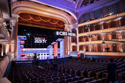 Election 2020 Debate The stage is set for a Democratic presidential primary debate, Tuesday, Feb. 25, 2020, in Charleston, S.C. (AP Photo/Matt Rourke) The Associated Press